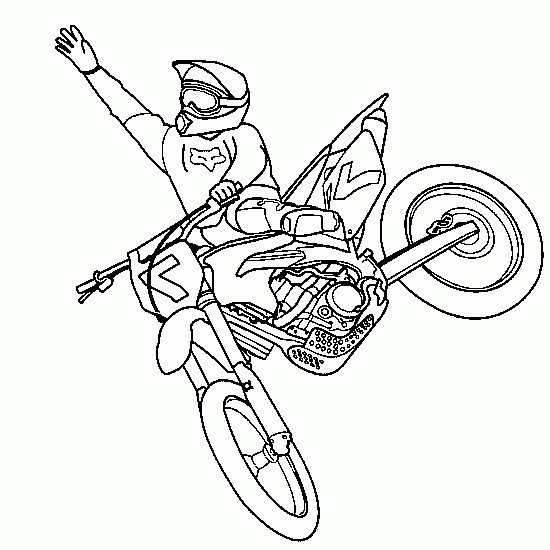 Coloriage Moto-cross et petit saut