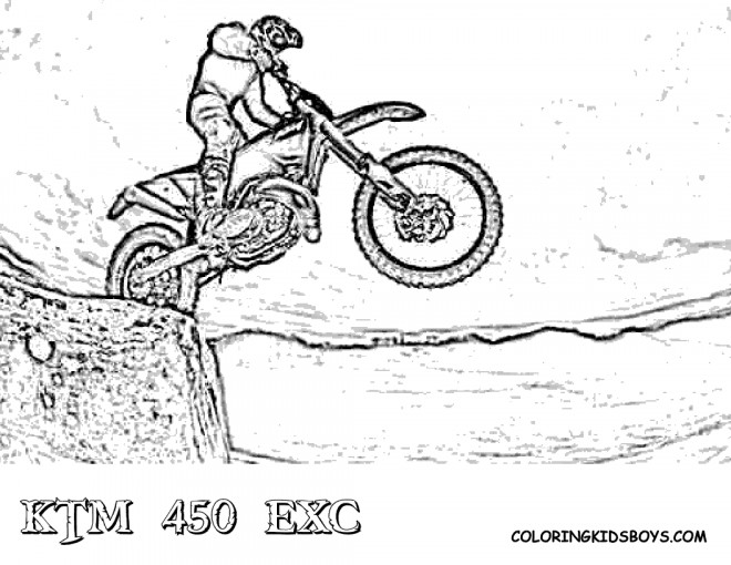 Coloriage Motocross Sur Montagne Dessin Gratuit à Imprimer