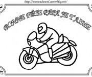 Coloriage Moto dans une Carte de Voeux