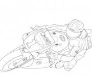 Coloriage Moto de course en couleur