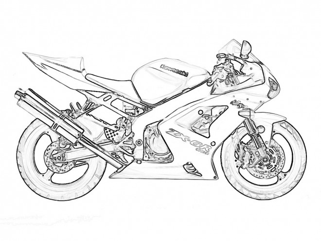 Coloriage Moto de course réaliste dessin gratuit à imprimer