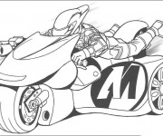 Coloriage Motocyclette  de course magique