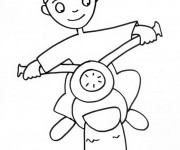 Coloriage Motocycliste Enfant au crayon
