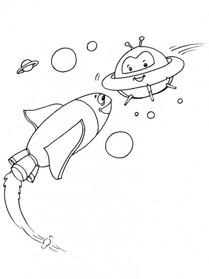 Coloriage Vaisseau spatial avec un visage dessin gratuit à ...
