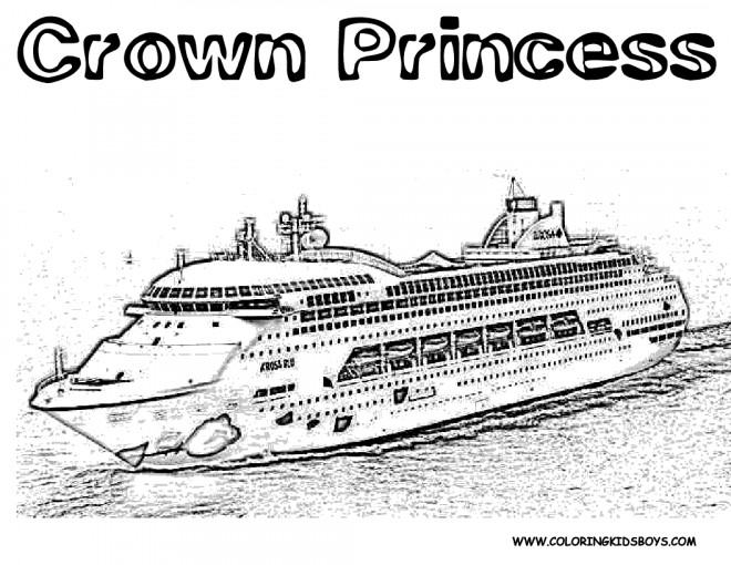 Coloriage Bateau croisière réaliste