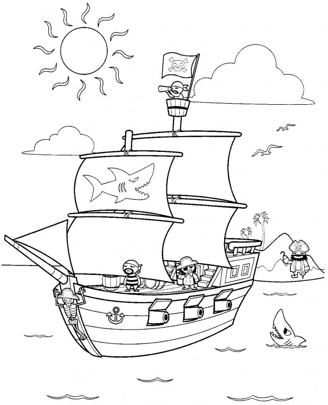Dessin Bateau Pirate Simple  Smc2