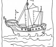 Coloriage Bateau Pirate facile à colorier