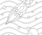 Coloriage Fus&eacute;e qui fait son voyage dans l'espace