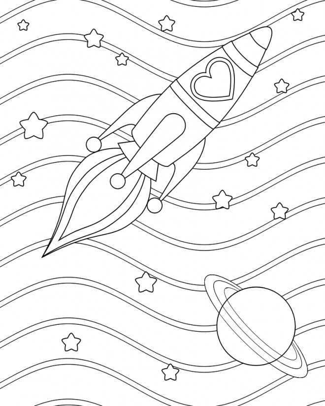 Coloriage et dessins gratuits Fusée qui fait son voyage dans l'espace à imprimer