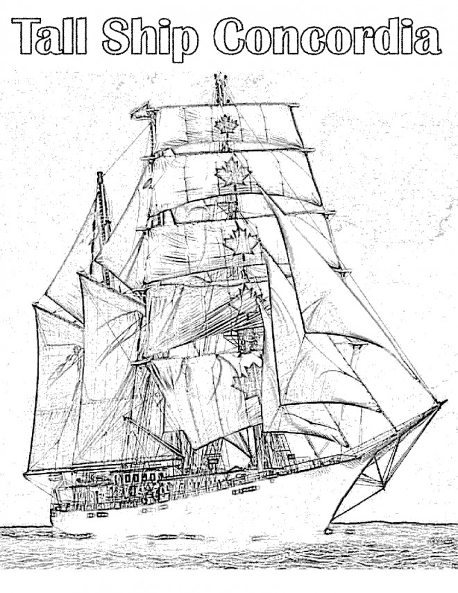 Coloriage et dessins gratuits Navire à voile Canadien Concordia à imprimer