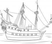 Coloriage Navire de pirates stylis&eacute;