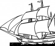 Coloriage Navire fait son voyage dans l'oc&eacute;an