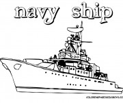 Coloriage Navire militaire &agrave; d&eacute;couper