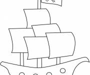 Coloriage et dessins gratuit navire pirate simple à imprimer