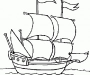 Coloriage Navire stylis&eacute;