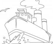 Coloriage Paysage Bateau dans la mer