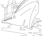 Coloriage Paysage Bateau mer