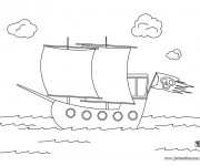 Coloriage Petit Navire de pirates pour enfant