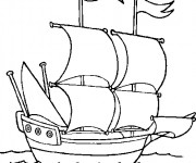 Coloriage Un Navire &agrave; voile dans la mer