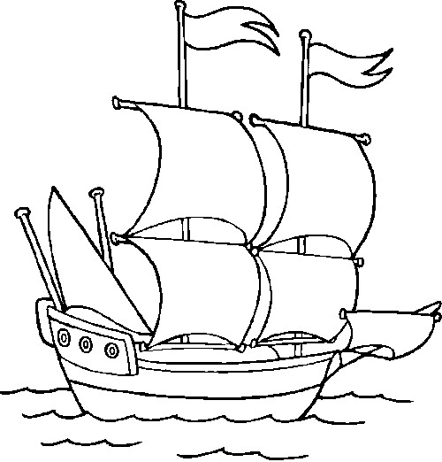 Coloriage et dessins gratuits Un Navire à voile dans la mer à imprimer