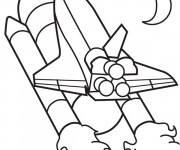 Coloriage Un vaisseau spatial vers l'espace