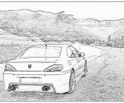 Coloriage Peugeot 407 dans la campagne