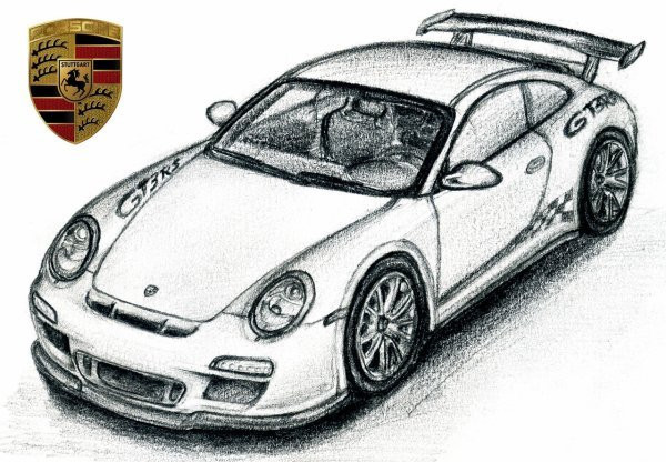 Coloriage et dessins gratuits Porsche sport au crayon à imprimer