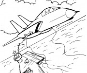 Coloriage et dessins gratuit Avion militaire quitte le Porte Avion à imprimer