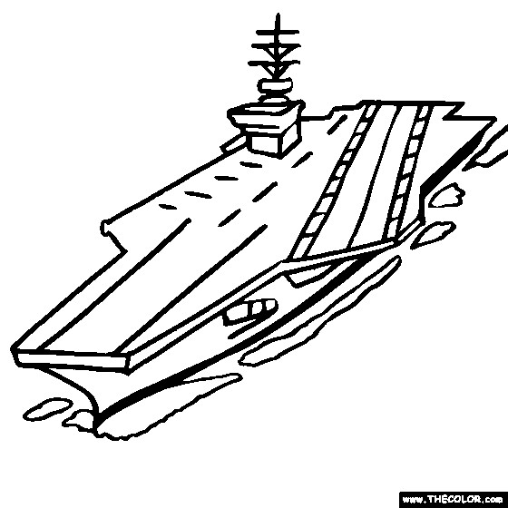 Coloriage Un Porte Avion simple dessin gratuit à imprimer