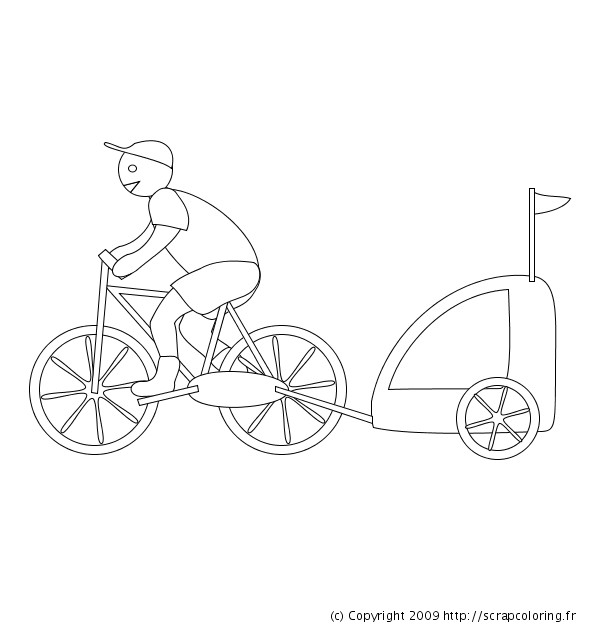 Coloriage et dessins gratuits Bicyclette Remorque à imprimer