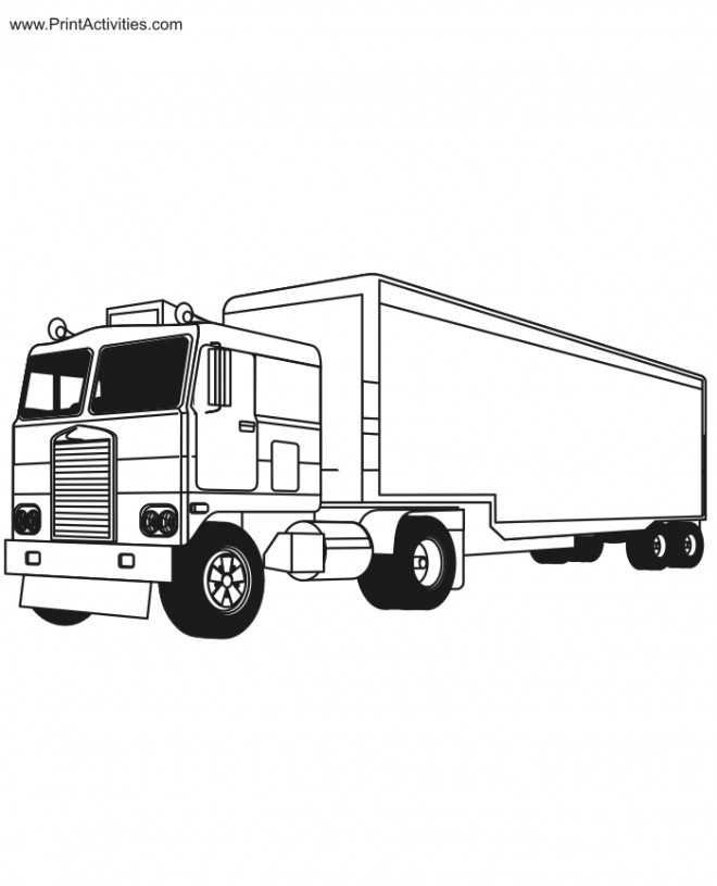 Coloriage Camion Remorque en Ligne dessin gratuit à imprimer