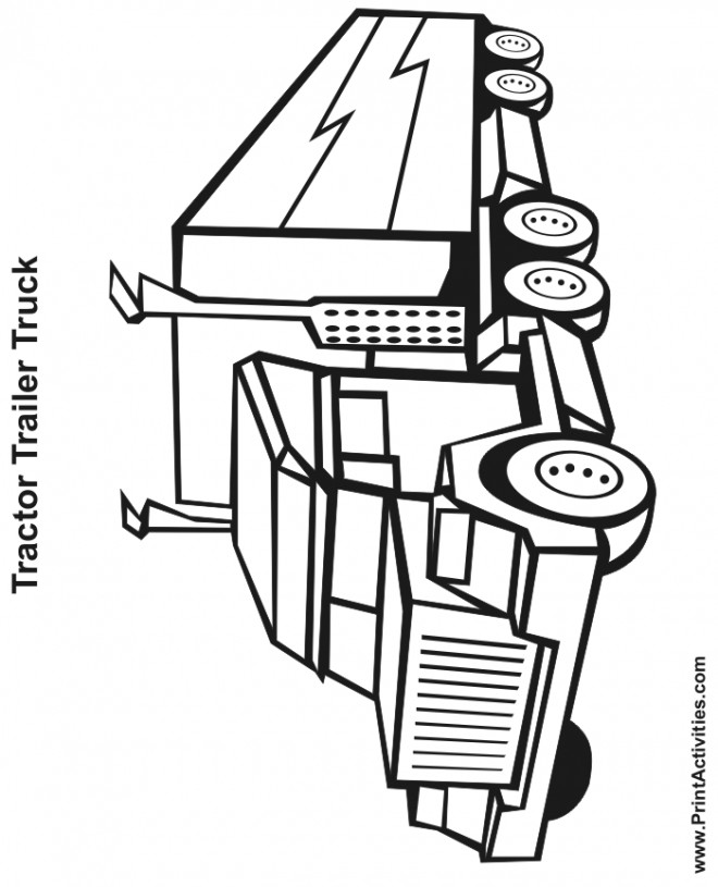 Coloriage Tracteur Remorque dessin gratuit à imprimer