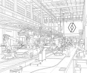 Coloriage et dessins gratuit L'usine Renault pour construire des voitures à imprimer