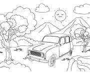 Coloriage Renault 4 dans la compagne