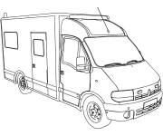 Coloriage Renault ambulance en noir et blanc