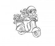 Coloriage et dessins gratuit Cheval mignon sur Scooter à imprimer