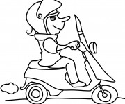 Coloriage Motocycliste et  Scooter