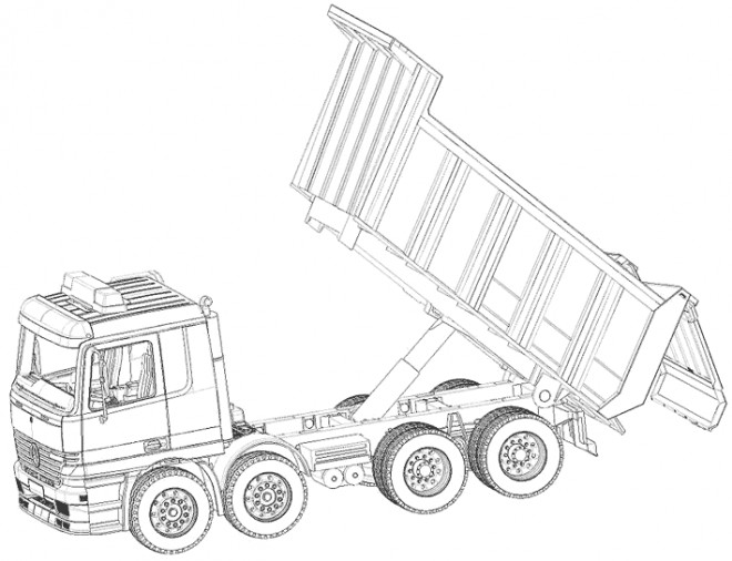 Coloriage Camion à benne stylisé dessin gratuit à imprimer