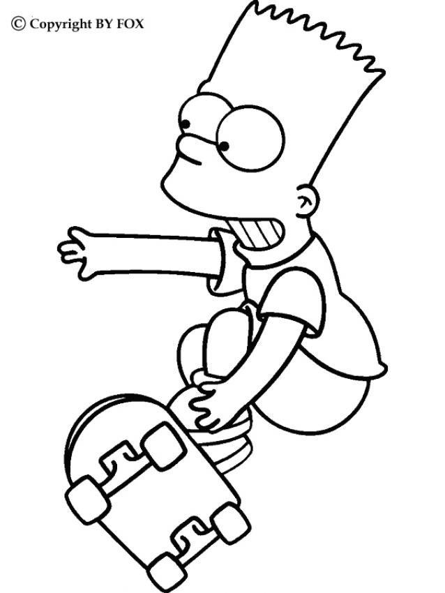 Coloriage et dessins gratuits Bart Skateur à imprimer