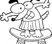 Coloriage Chien Skateur dessin anim&eacute;