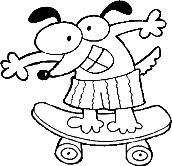Coloriage et dessins gratuits Chien Skateur dessin animé à imprimer
