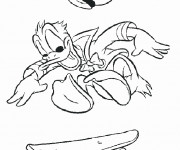 Coloriage Donald Duck joue au Skate Disney