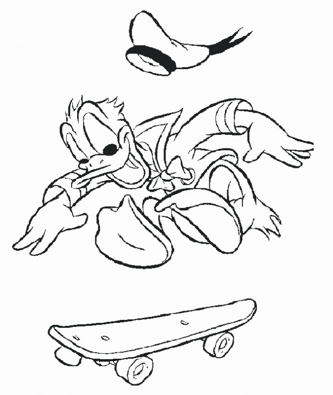 Coloriage et dessins gratuits Donald Duck joue au Skate Disney à imprimer