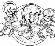 Coloriage Enfants et Skateboard