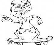 Coloriage Extraterrestre joue au skate