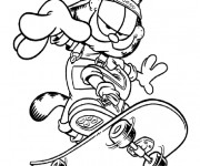 Coloriage Garfield joue au Skate