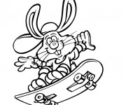 Coloriage Lapin drôle sur skate