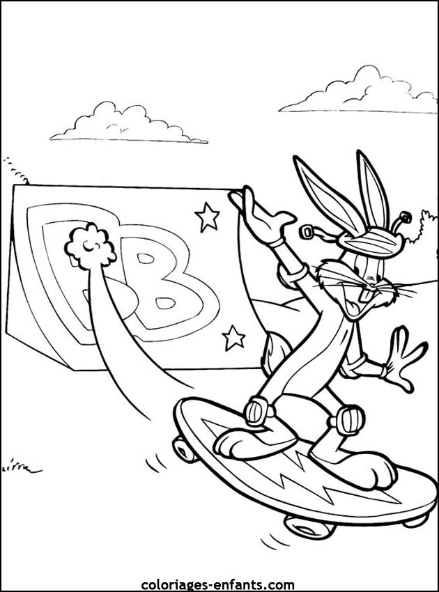 Coloriage et dessins gratuits Lapin joue au Skatepark à imprimer