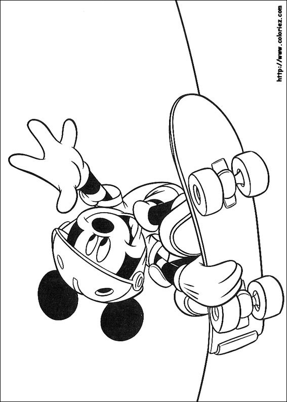 Coloriage et dessins gratuits Mickey Mouse skateur à imprimer