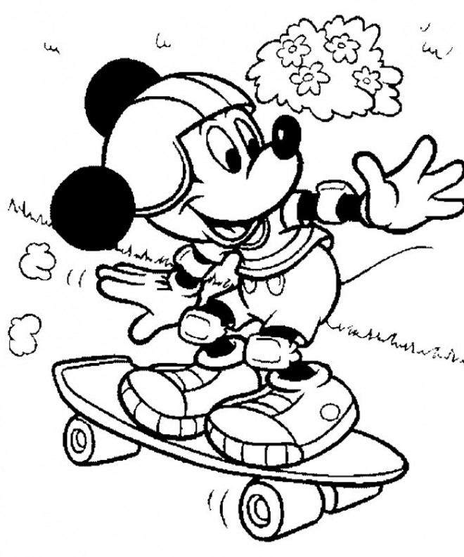 Coloriage et dessins gratuits Minnie Mouse joue au Skate à imprimer
